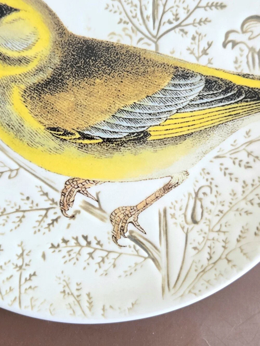 Pottery Barn Yellow Bird Botanical Salad Plate Stoneware Discontinued Vintage